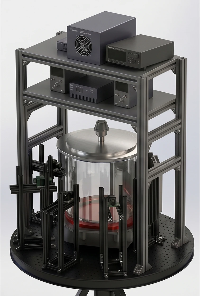 Design model of the ToRoCo rotating-convection apparatus, with numbered component callouts.