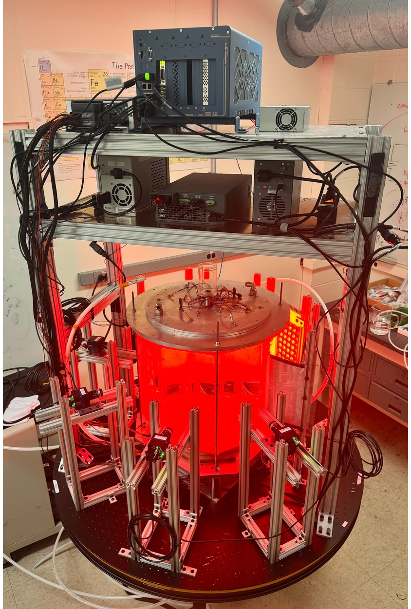 Laboratory apparatus of the ToRoCo rotating-convection apparatus, with numbered component callouts.